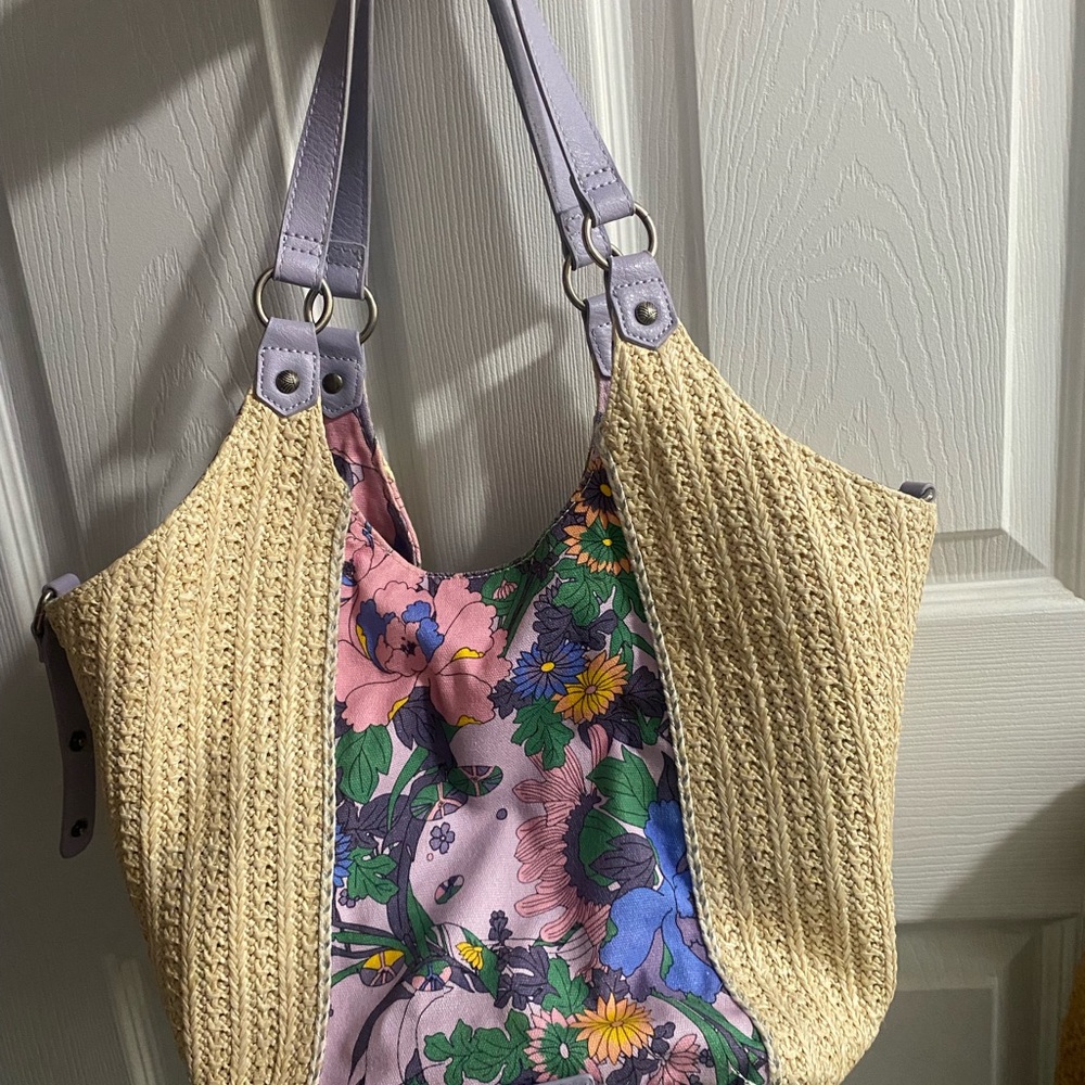 Sakroots Purple and Tan Floral Tote
